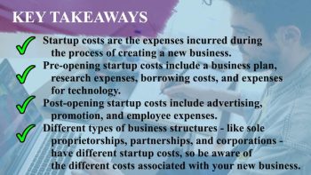 Startup Costs and Expenses from Scratch to Higher Stage